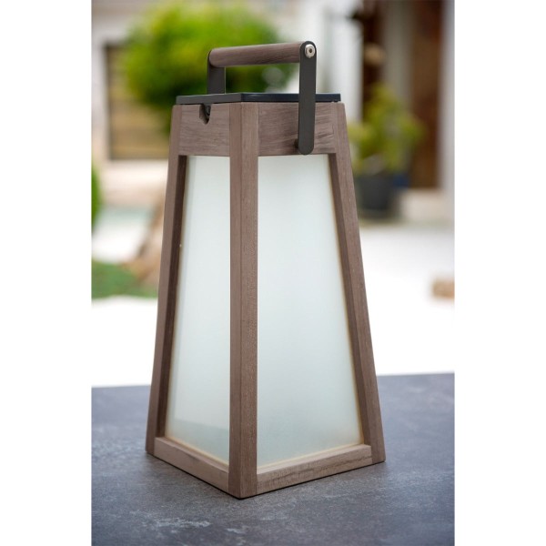TECKA – Lanterne solaire teck – vue 3 – Exception Design