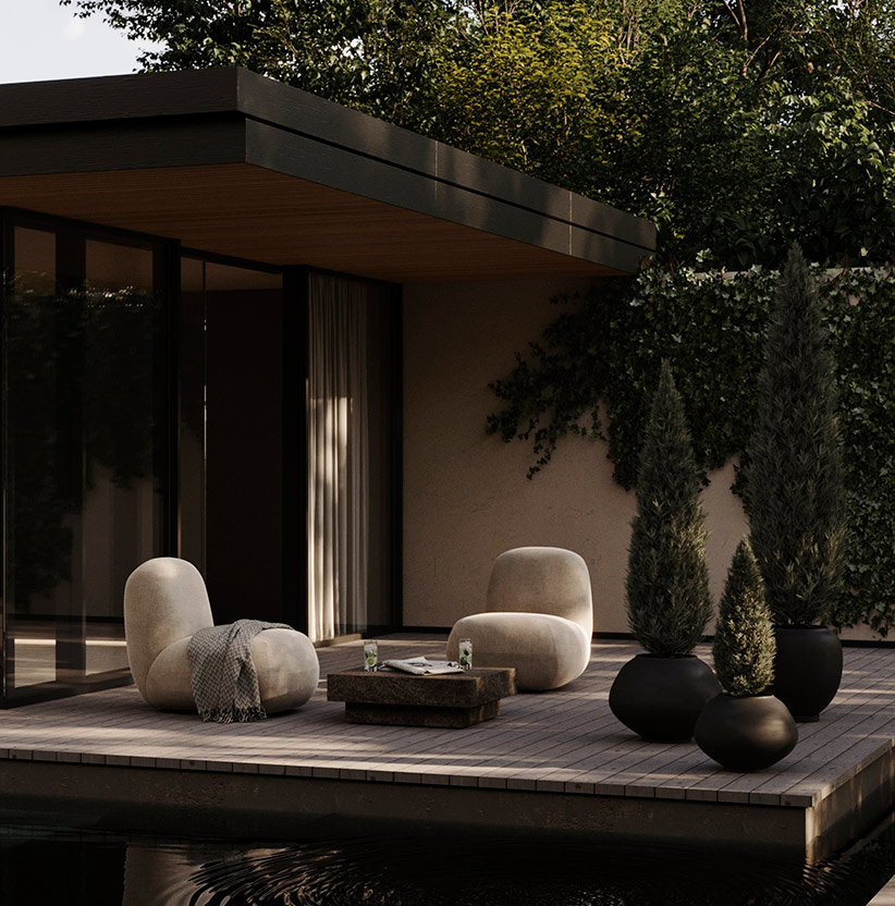 Salon de jardin sur une terrasse