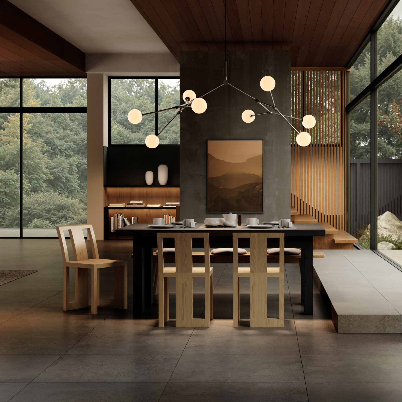 Lampe design posée sur une console